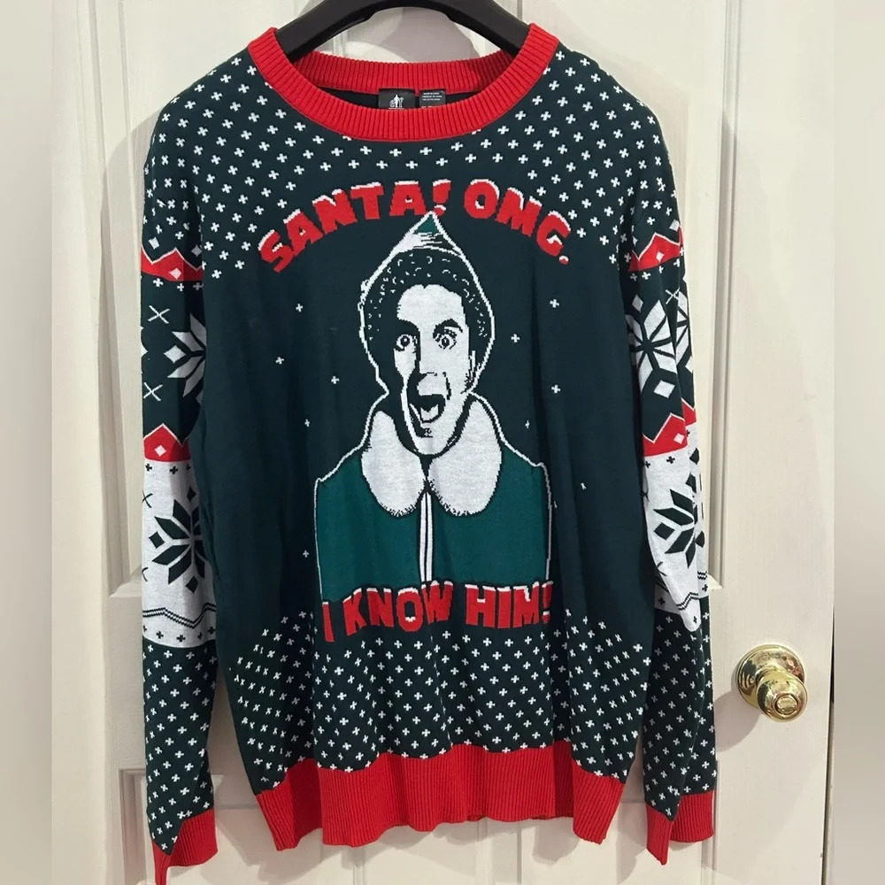 NWT Buddy the Elf Men’s XL Ugly Christmas Sweater - Picture 2 of 8